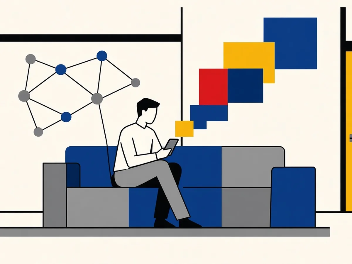 Illustration of a person learning a language on a phone